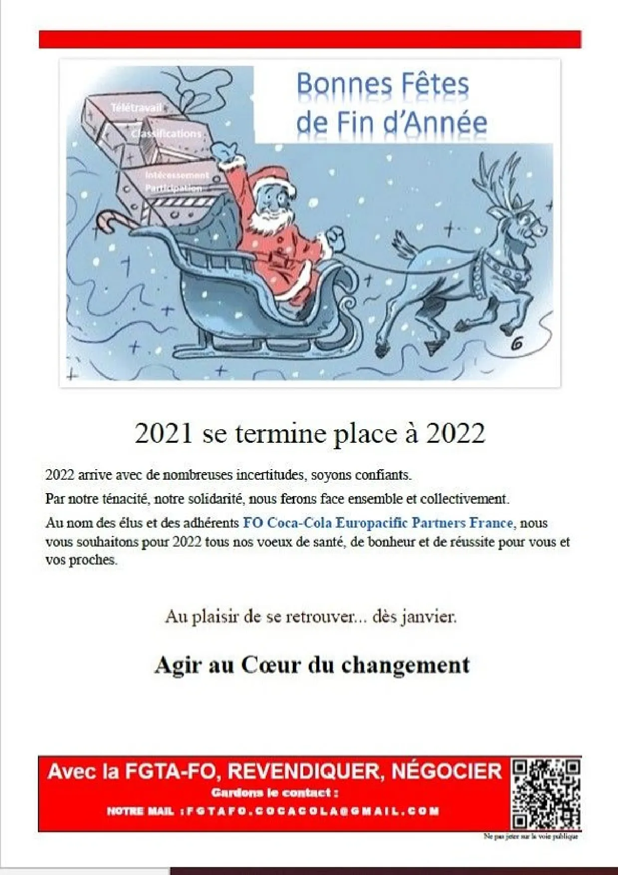 Vœux et Perspectives FO Coca-Cola Europacific Partners France 2022