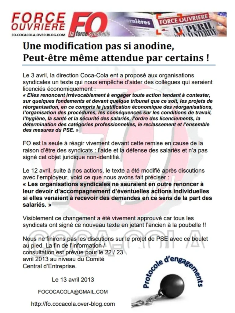 Illustration : FO Coca-Cola: Victoire pour les droits des salariés ! - FGTA Force Ouvrière Coca-Cola