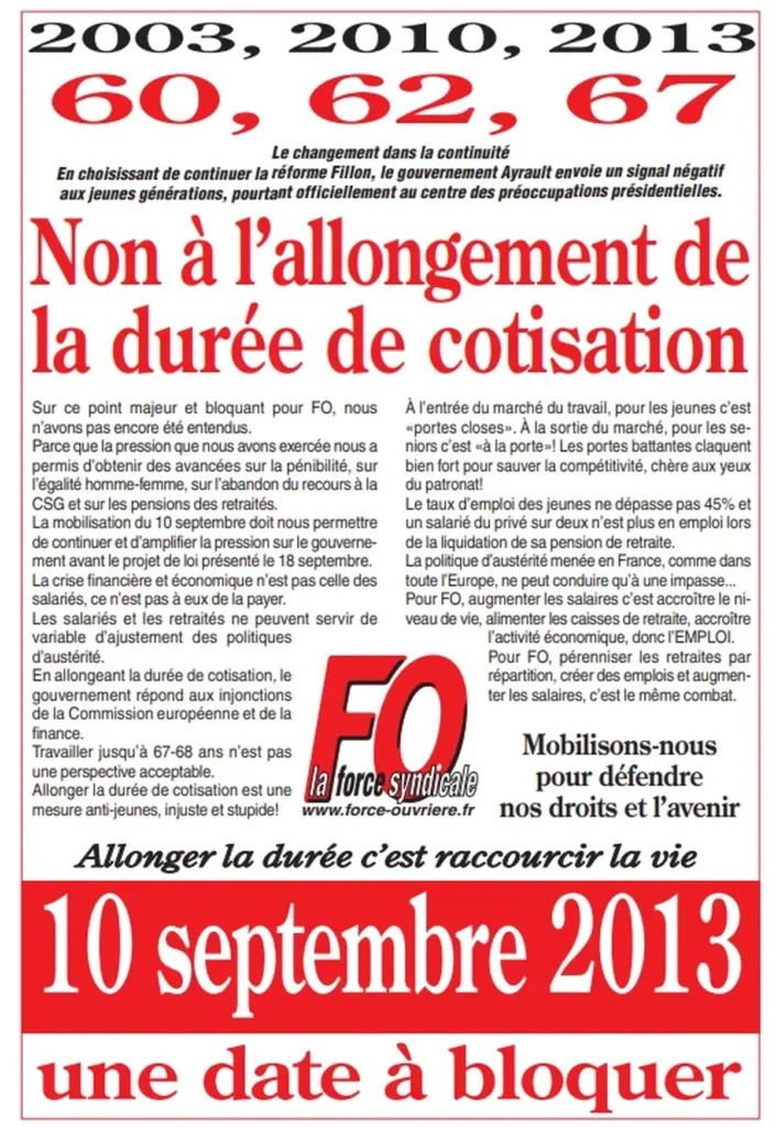 Illustration : FO : Retraites, non à l'allongement ! Mobilisation pour l'avenir - FGTA Force Ouvrière Coca-Cola