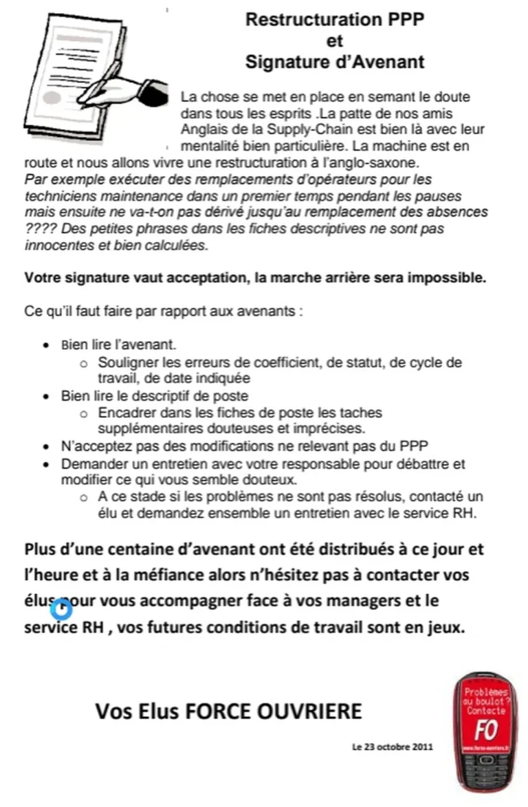 Illustration : FO dénonce : Restructuration sous couvert de « modernisation » ? - FGTA Force Ouvrière Coca-Cola