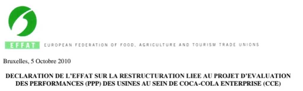 Illustration : CCE : Syndicats FO et EFFAT mobilisés pour l’emploi en Europe - FGTA Force Ouvrière Coca-Cola