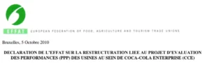 Illustration : CCE : Syndicats FO et EFFAT mobilisés pour l’emploi en Europe - FGTA Force Ouvrière Coca-Cola