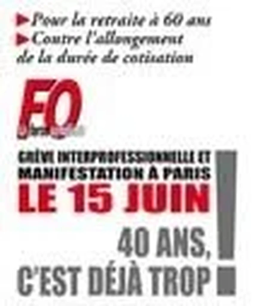 Illustration : 70 000 Manifestants : FO Dit NON à la Réforme des Retraites ! - FGTA Force Ouvrière Coca-Cola