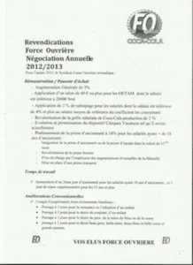 Illustration : FO Socx: Nos Revendications Clés pour Salaires & Droits ! - FGTA Force Ouvrière Coca-Cola