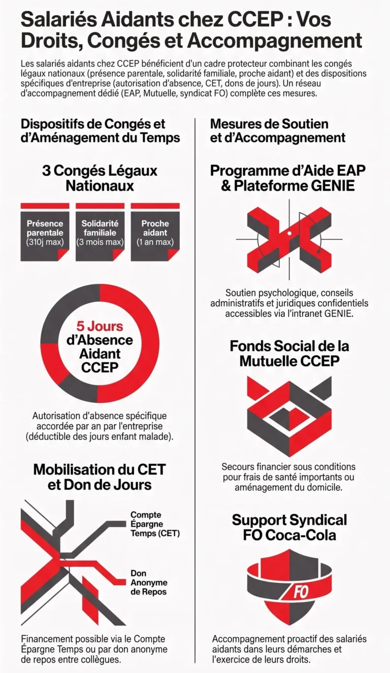Illustration : Salariés aidants chez Coca-Cola (CCEP) : Connaître vos droits, vos congés et les avancées FO pour concilier vie professionnelle et soutien à un proche